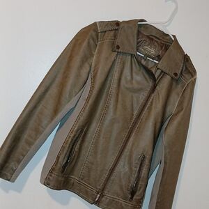 Stylish Olive Leather Jacket for Women